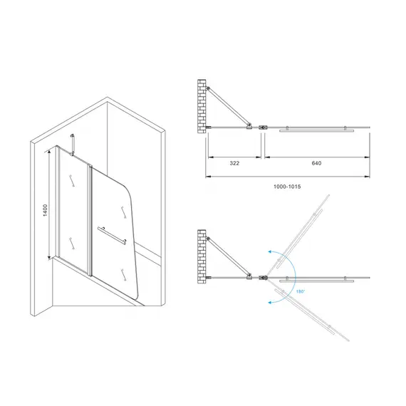 Шторка на ванну ABBER Ewiges Wasser с полотенцедержателем