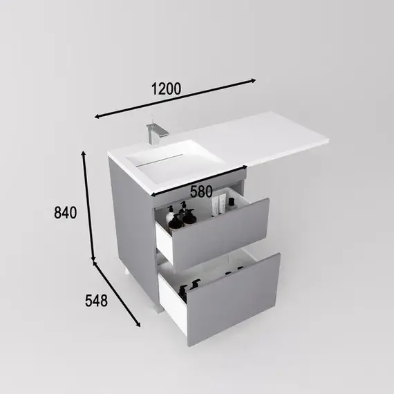 Тумба напольная с раковиной "Даллас ЛЕОН 120", Люкс белая, PLUS