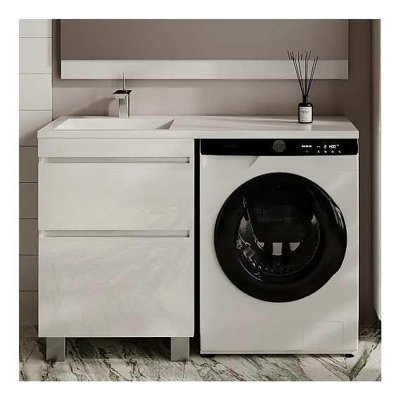 Тумба напольная с раковиной "Даллас ЛЕОН 120", Люкс белая, PLUS