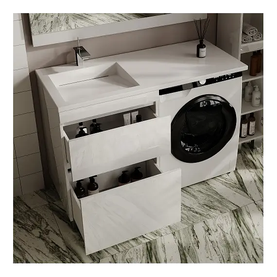 Тумба напольная с раковиной "Даллас ЛЕОН 120", Люкс белая, PLUS