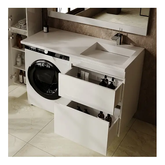 Тумба подвесная с раковиной  "Даллас ЛЕОН 120", Люкс белая, PLUS