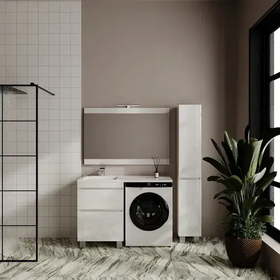 Тумба напольная с раковиной "Даллас ЛЕОН 120", Люкс белая, PLUS