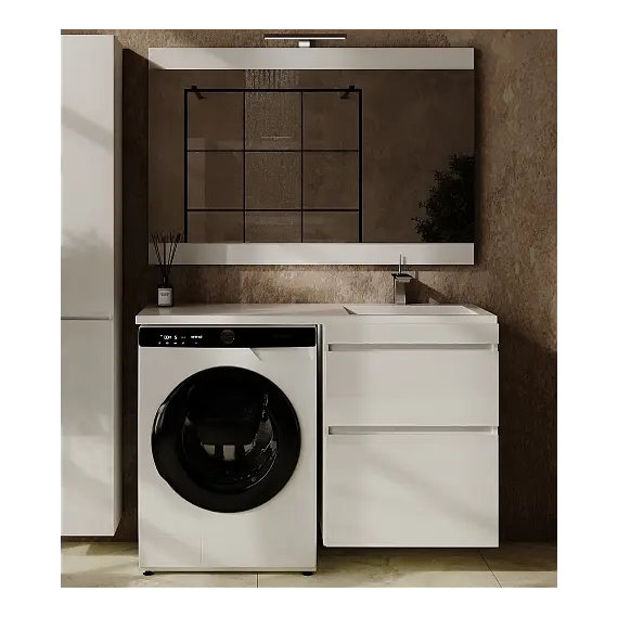 Тумба подвесная с раковиной  "Даллас ЛЕОН 120", Люкс белая, PLUS