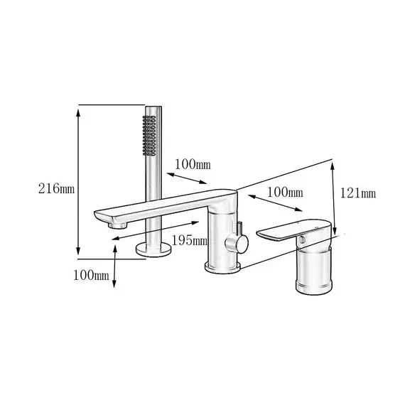 Смеситель на борт ванны ACWEN BN328039B черный