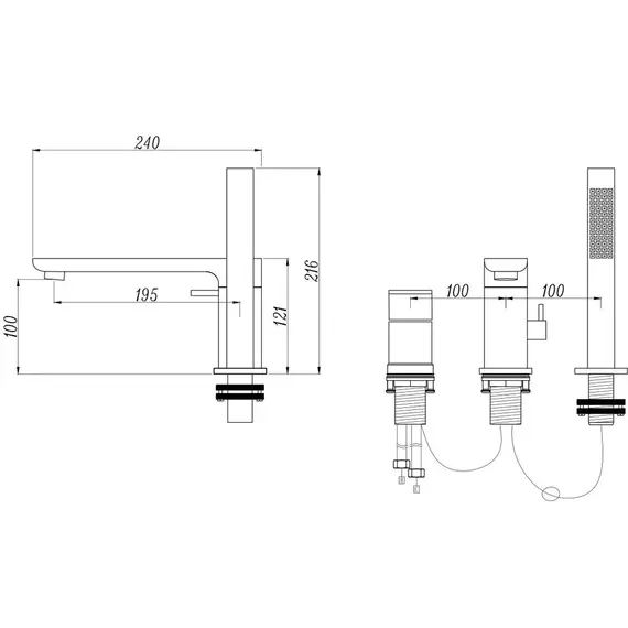 Смеситель на борт ванны ACWEN BN328039B черный