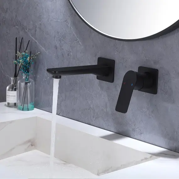 Смеситель для раковины скрытого монтажа ACWEN 6616B  черный матовый