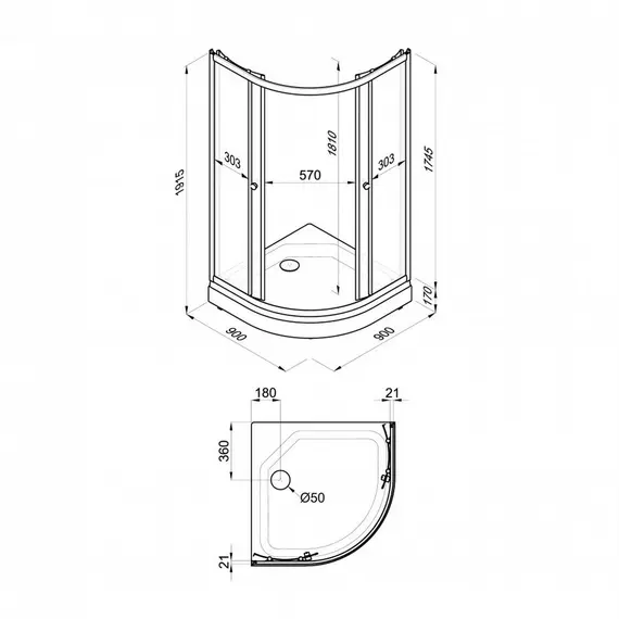 Душевое ограждение Triton ГРЭЙ А ПД31 низкий поддон