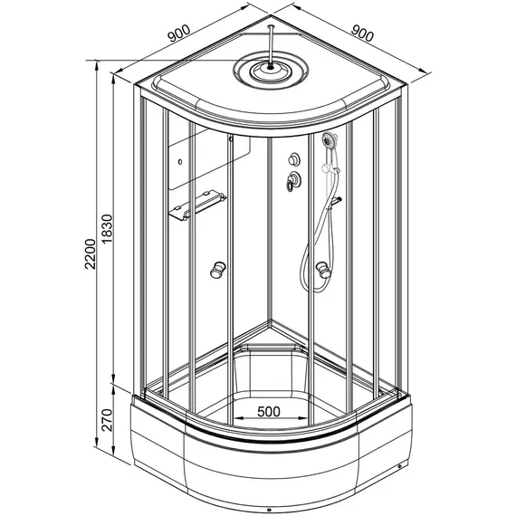 Душевая кабина AvaCan  D279S  матовое/хром , средний поддон