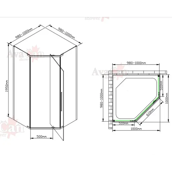 Душевой уголок AvaCan PB 90/100 MT