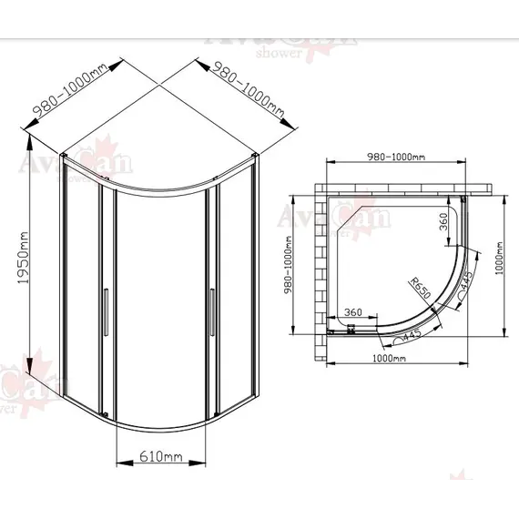 Душевой уголок AvaCan HC 80/90/100/120