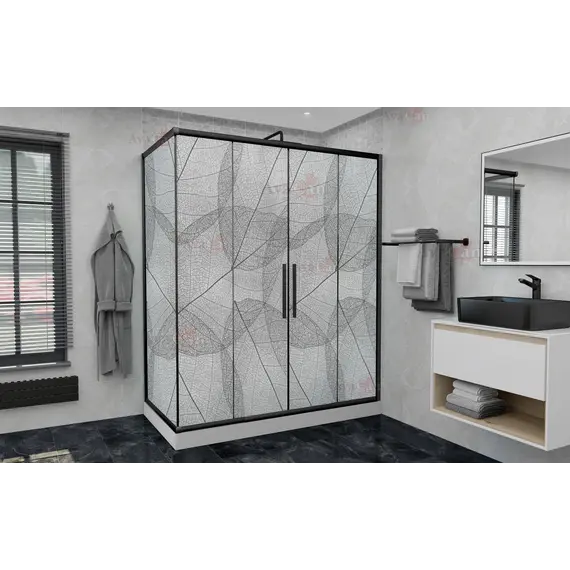 Душевой уголок AvaCan FB2 матовое с рисунком/черный