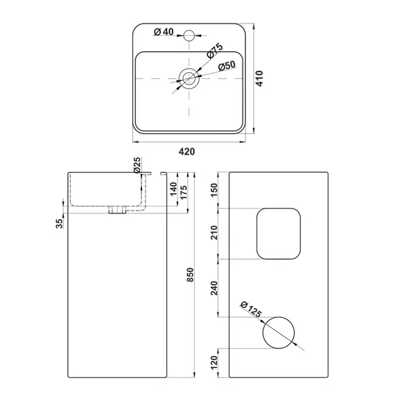 Раковина напольная MELANA MLN-B125