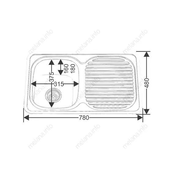 Мойка 7848 U MELANA 0,6/0,8/160 врезная  с сифоном