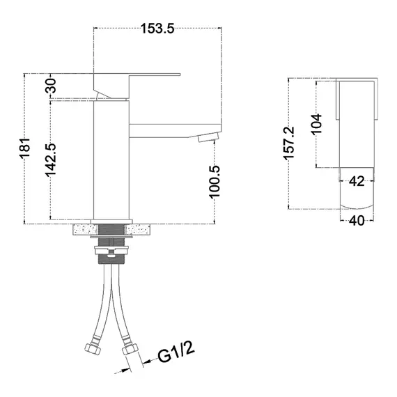 Смеситель д/ум MELANA-610201 Cubo нерж.сталь, однорычажный, сатин, литой излив