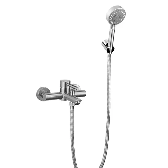 Смеситель д/ванны MELANA-610105 Tondo нерж.сталь, однорычажный, сатин, литой излив