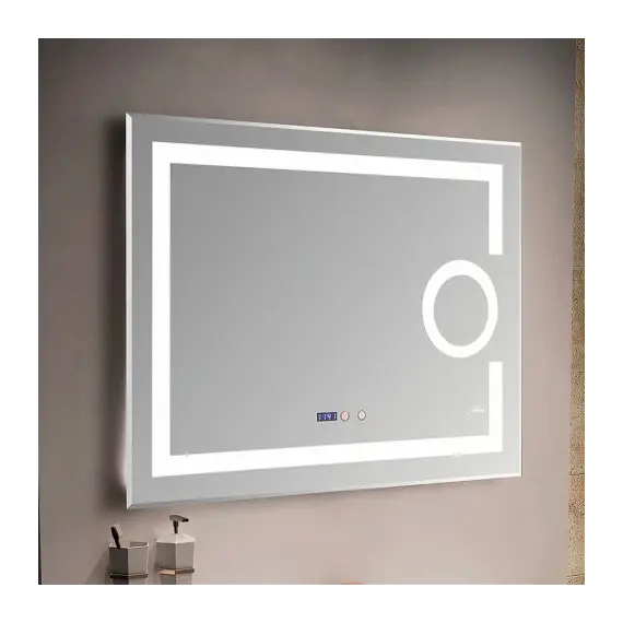 Зеркало с LED-подсветкой MELANA-8060 подогрев / часы / космет.зеркало, 80х60см