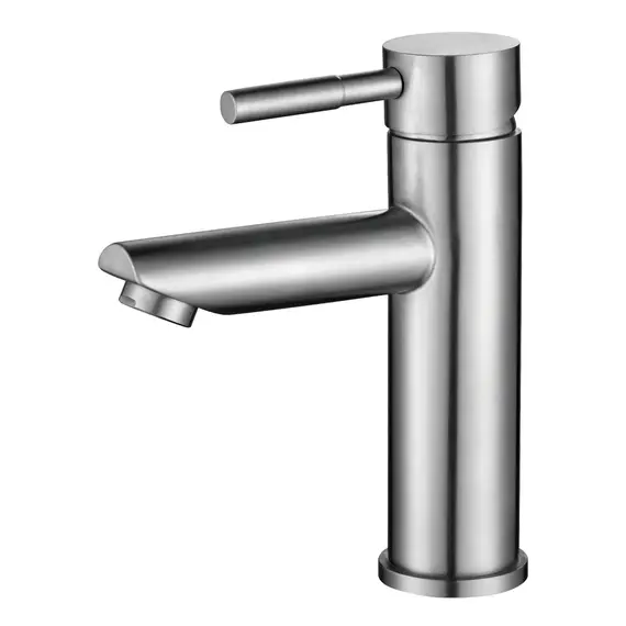 Смеситель д/ум MELANA-610101 Tondo нерж.сталь, однорычажный, сатин, литой излив
