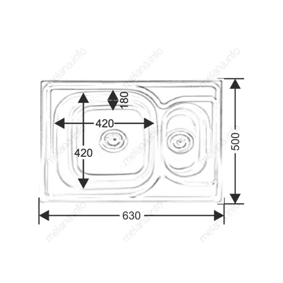 Мойка 6350S MELANA 0,8/180  1,5-я чаша врезная п с сифоном