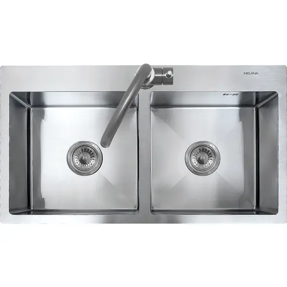 Мойка RS8045H MELANA ProfLine 3,0/200 САТИН 2-я чаша, врезная