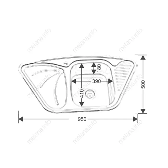 Мойка 9550А MELANA 0,8/180 врезная  с сифоном