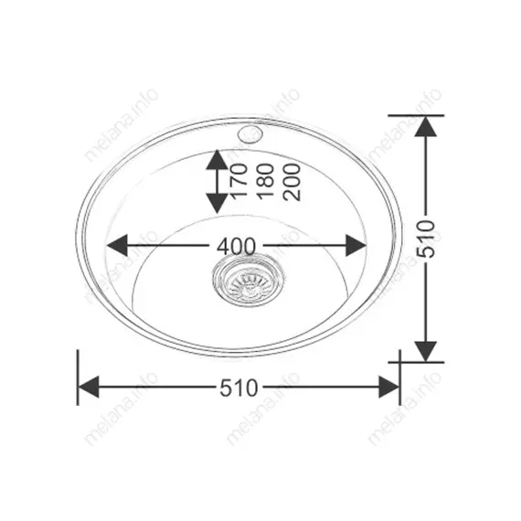 Мойка 510 MELANA 0,8/180 врезная  с сифоном
