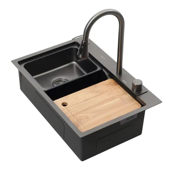 Мойка D6846B+6 MELANA ProfLine 3,0/215 ГРАФИТ врезная