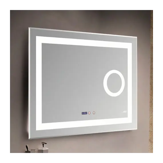 Зеркало с LED-подсветкой MELANA-8060 подогрев / часы / космет.зеркало, 80х60см