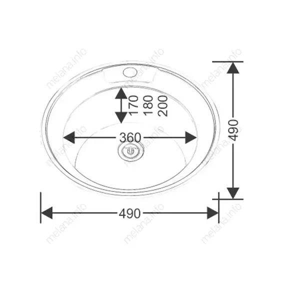 Мойка 490 MELANA 0,8/180  врезная  с сифоном