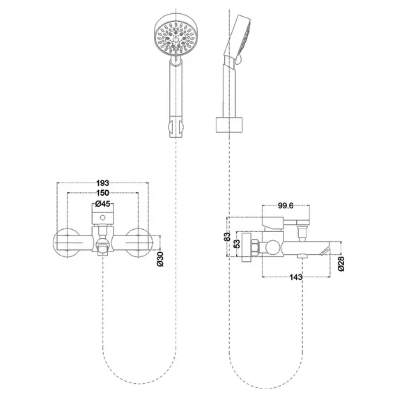 Смеситель д/ванны MELANA-610105 Tondo нерж.сталь, однорычажный, сатин, литой излив