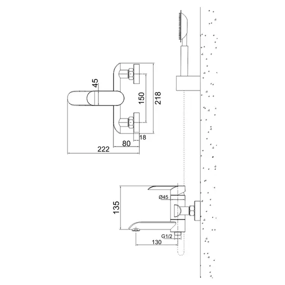 Смеситель д/ванны MELANA-610604 Paola Hi-tech нерж.сталь,сатин