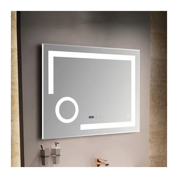 Зеркало с LED-подсветкой MELANA-8060 подогрев / часы / космет.зеркало (MLN-LED090)