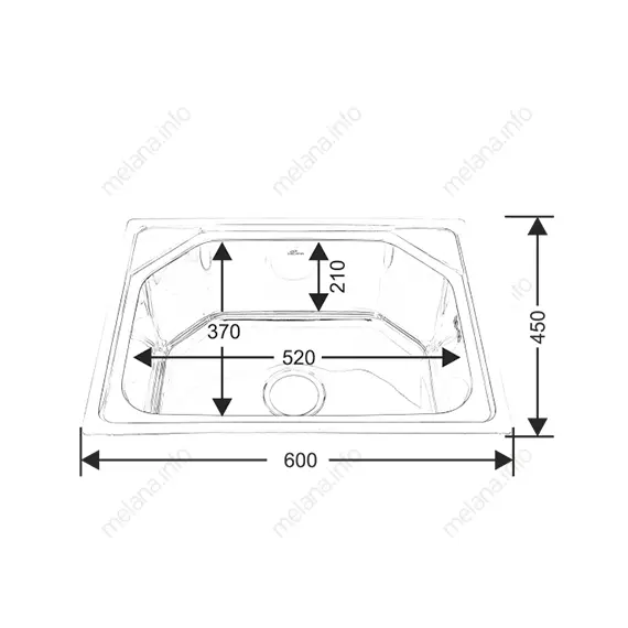 Мойка 6045 MELANA 0,8/210 врезная  с сифоном