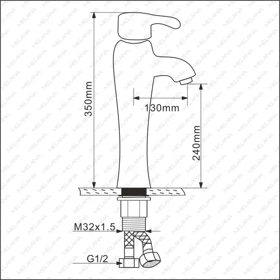 Смеситель д/ум MLN-F-001CBK керамический, однорычажный, черный, высокий
