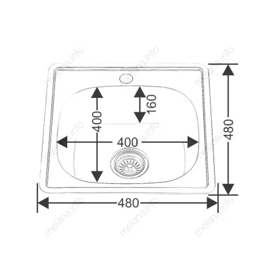 Мойка 4848 MELANA 0,6/160 врезная  с сифоном