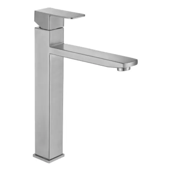 Смеситель д/ум MELANA-610202 Cubo нерж.сталь, однорычажный, сатин, литой излив