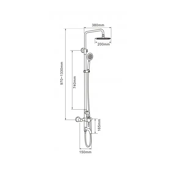 Душевая система MELANA-F1001P нерж.сталь, с тропическим душем, лейкой и смесителем, полированная