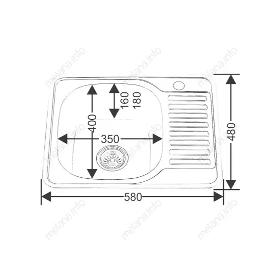 Мойка 5848 U MELANA 0,6/0,8/160 врезная  с сифоном