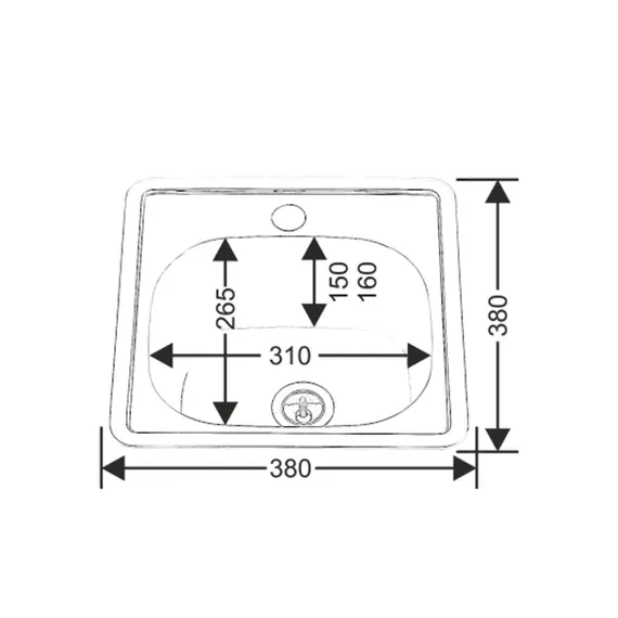 Мойка 3838 MELANA 0,6/160 ИУ врезная  без сифона