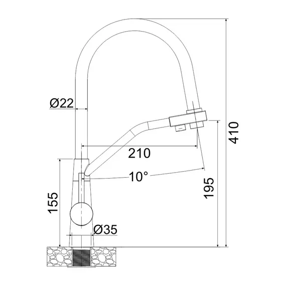 Смеситель д/кухни с гибким изливом и фильтром питьевой воды MELANA UNIQUI MLN-610701