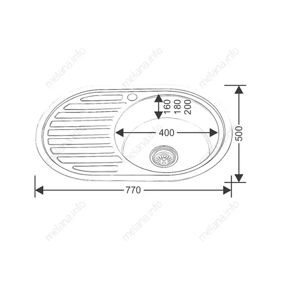Мойка 7750 U MELANA 0,6/0,8/180 врезная  с сифоном