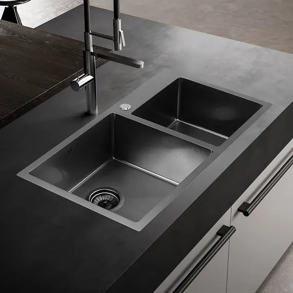 Мойка S8045HB MELANA ProfLine 3,0/220 ГРАФИТ 2-я чаша, врезная