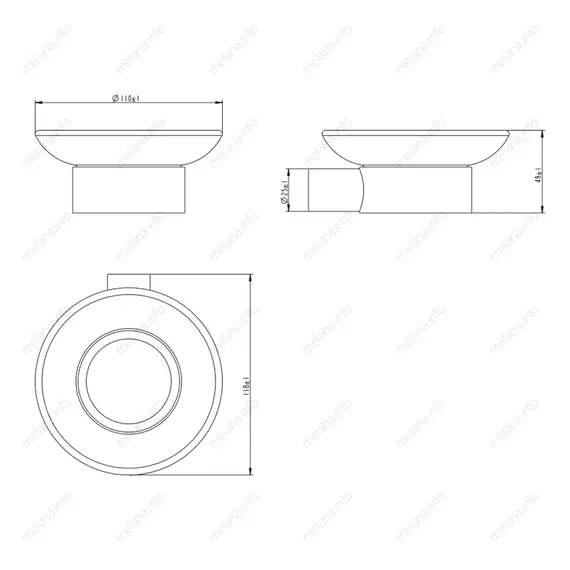 Мыльница стеклянная MELANA сатин хром MLN-865010-1