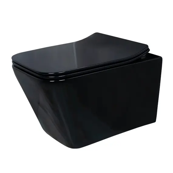 Безободковый подвесной унитаз микролифт дюропласт Gid Tr2144BL