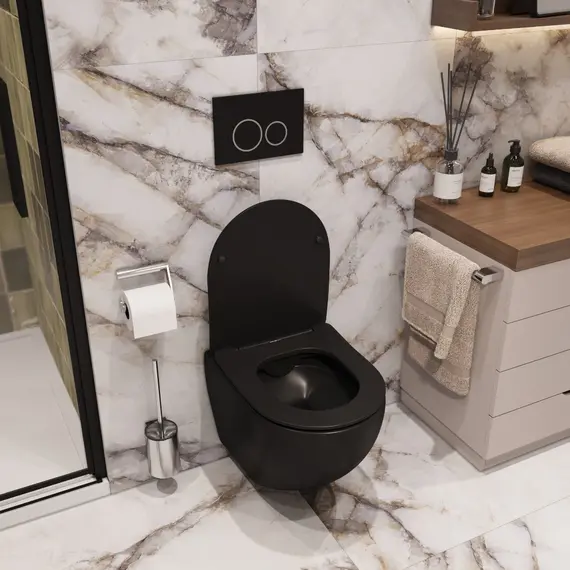 Унитаз Ceruttispa SELLA Aria MB CT9160 подвесной безободковый черный матовый