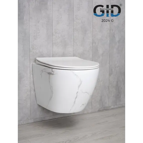 Безободковый подвесной унитаз микролифт дюропласт Gid Ws2198