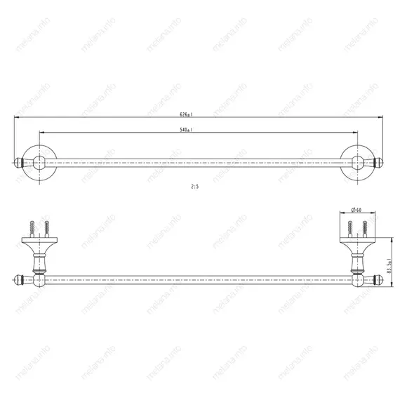 Штанга для полотенец MELANA золото MLN-821001