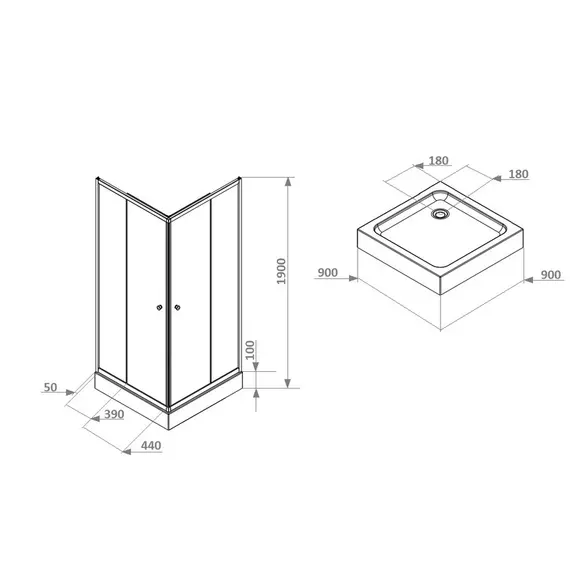 Душевой  уголок ZEQ911B  PARLY с поддоном