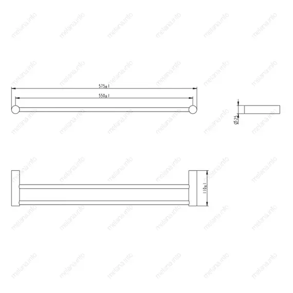 Двойная штанга для полотенец MELANA сатин хром MLN-865002