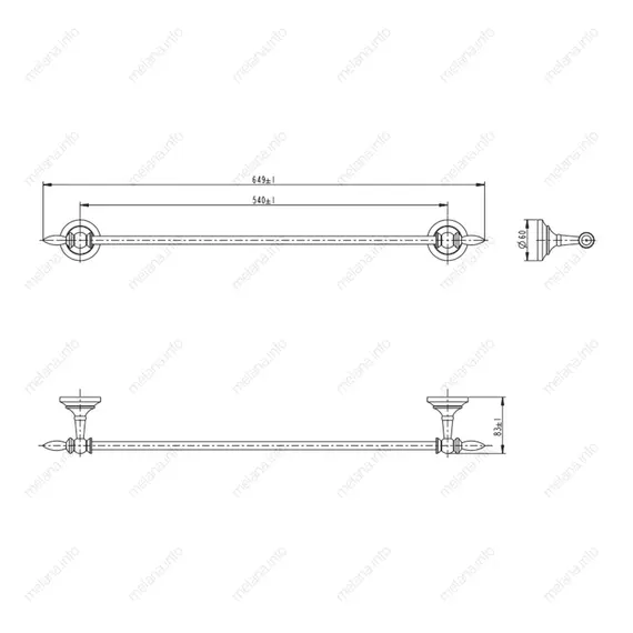 Штанга для полотенец MELANA хром+золото MLN-820001