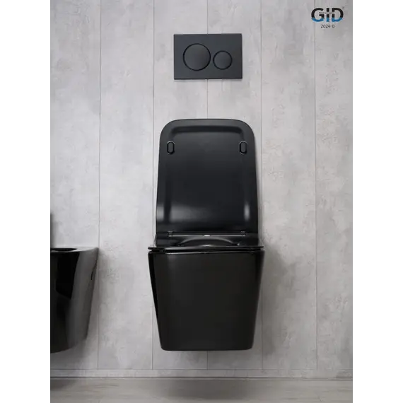 Безободковый подвесной унитаз микролифт дюропласт Gid Tr2144BL